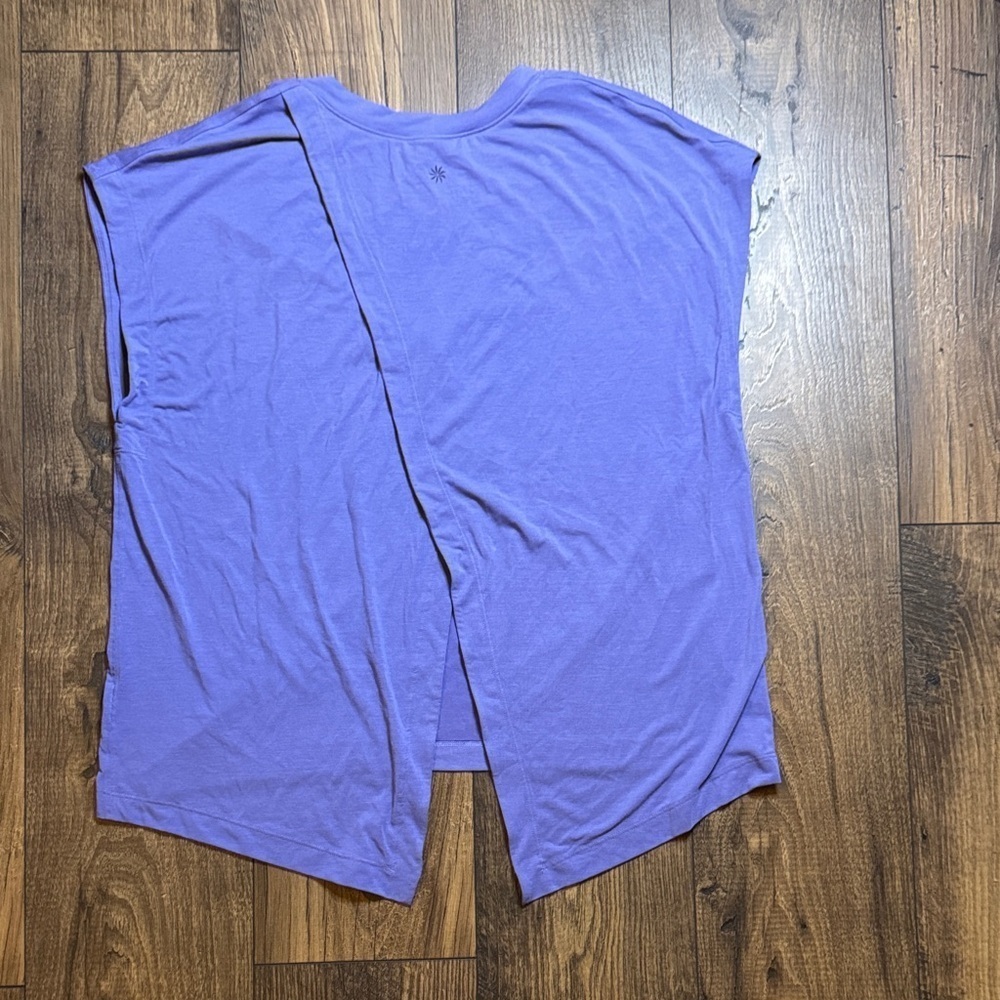 Athleta Purple V-Neck Athletic Top Size L - Picture 3 of 4